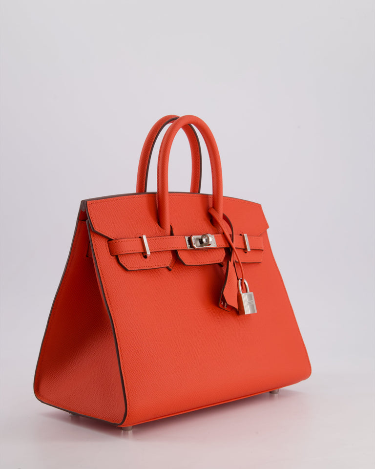 *HOT* Hermes Birkin 25 Sellier Bag in Capucine Epsom Leather with Palladium Hardware