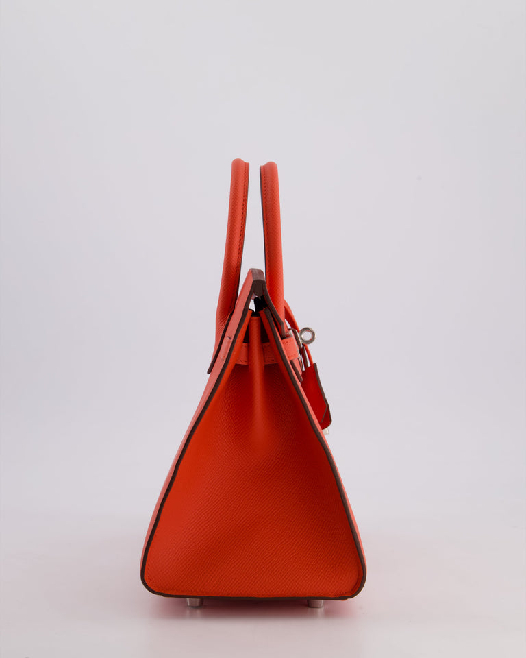 *HOT* Hermes Birkin 25 Sellier Bag in Capucine Epsom Leather with Palladium Hardware