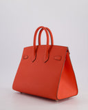 *HOT* Hermes Birkin 25 Sellier Bag in Capucine Epsom Leather with Palladium Hardware