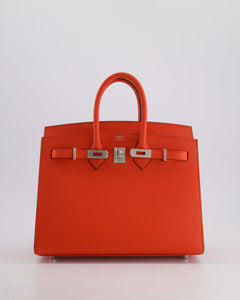 *HOT* Hermes Birkin 25 Sellier Bag in Capucine Epsom Leather with Palladium Hardware