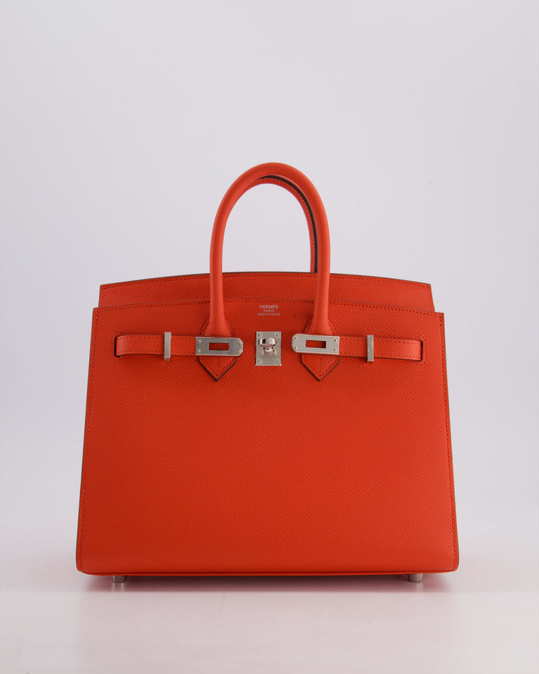 *HOT* Hermes Birkin 25 Sellier Bag in Capucine Epsom Leather with Palladium Hardware