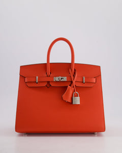 *HOT* Hermes Birkin 25 Sellier Bag in Capucine Epsom Leather with Palladium Hardware
