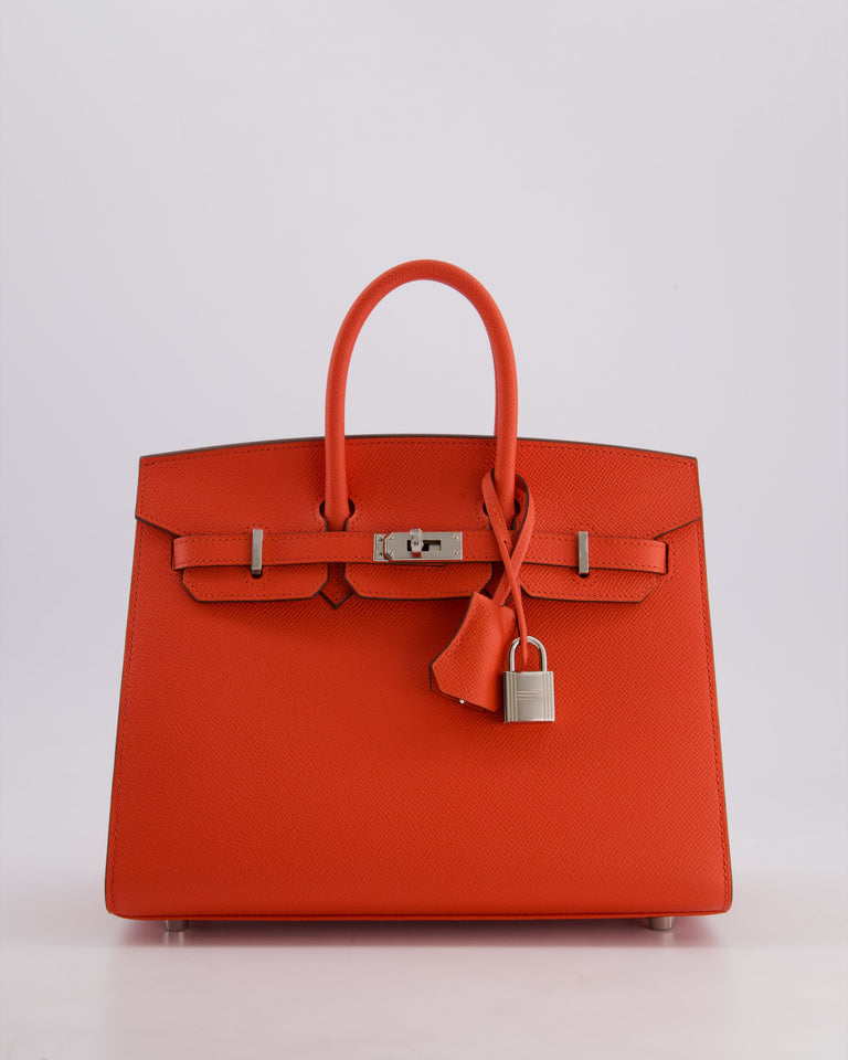 *HOT* Hermes Birkin 25 Sellier Bag in Capucine Epsom Leather with Palladium Hardware