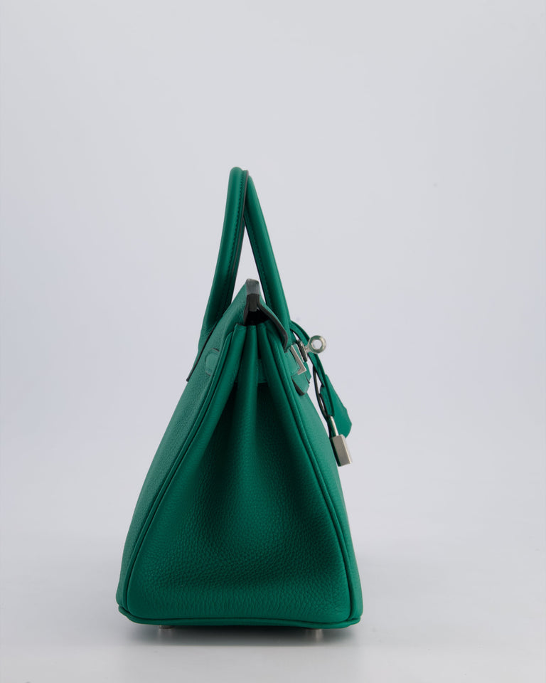 Hermes Birkin 25 Retourne Bag in Vert Vertigo Togo Leather with Palladium Hardware
