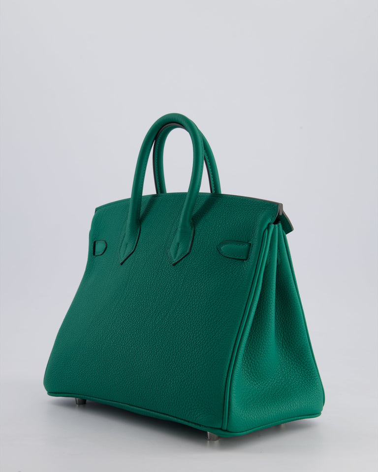 Hermes Birkin 25 Retourne Bag in Vert Vertigo Togo Leather with Palladium Hardware