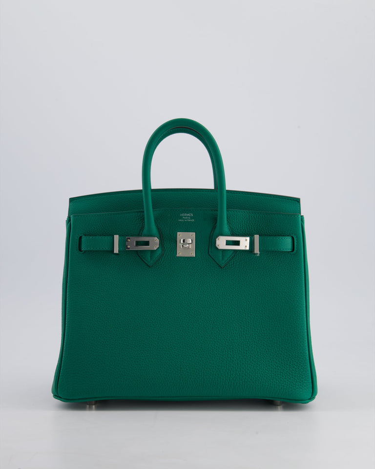 Hermes Birkin 25 Retourne Bag in Vert Vertigo Togo Leather with Palladium Hardware