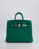 Hermes Birkin 25 Retourne Bag in Vert Vertigo Togo Leather with Palladium Hardware