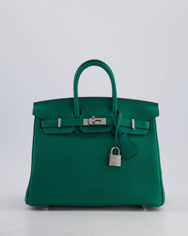 Hermes Birkin 25 Retourne Bag in Vert Vertigo Togo Leather with Palladium Hardware