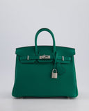 Hermes Birkin 25 Retourne Bag in Vert Vertigo Togo Leather with Palladium Hardware