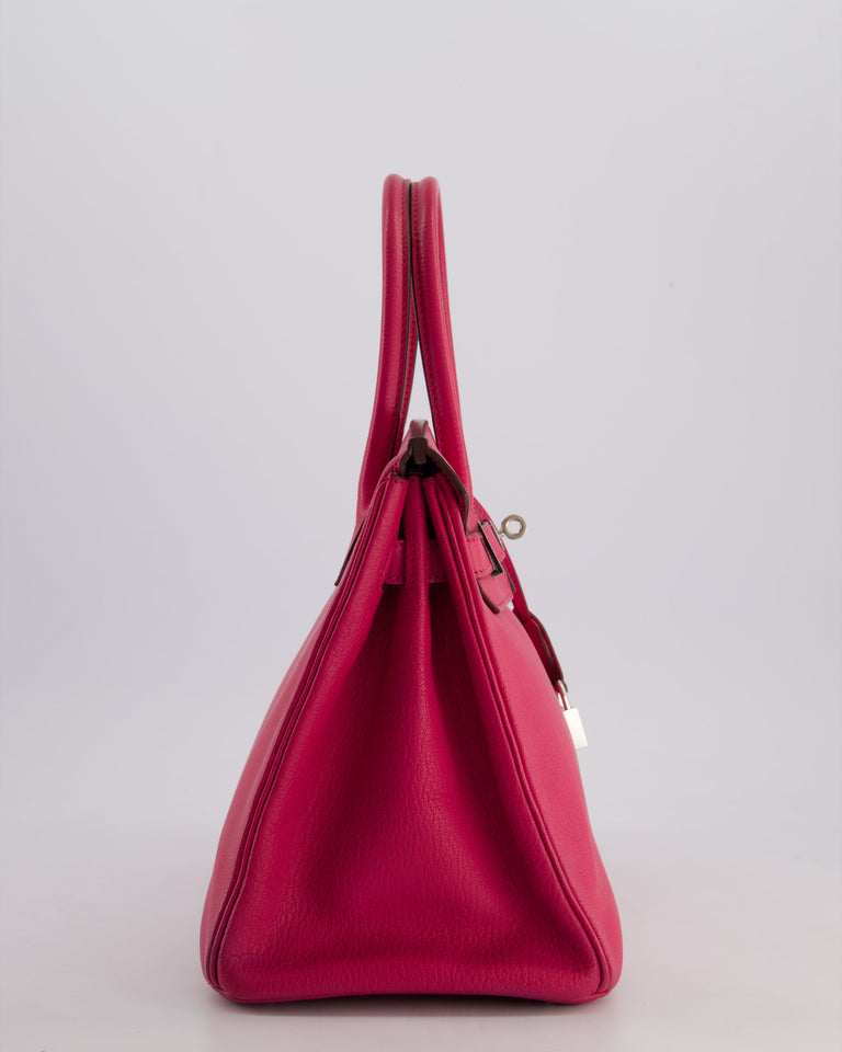 *FIRE PRICE & HOT* Hermes Birkin 30 Retourne Bag in Rose Shocking Chèvre Mysore Leather with Palladium Hardware