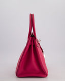*FIRE PRICE & HOT* Hermes Birkin 30 Retourne Bag in Rose Shocking Chèvre Mysore Leather with Palladium Hardware