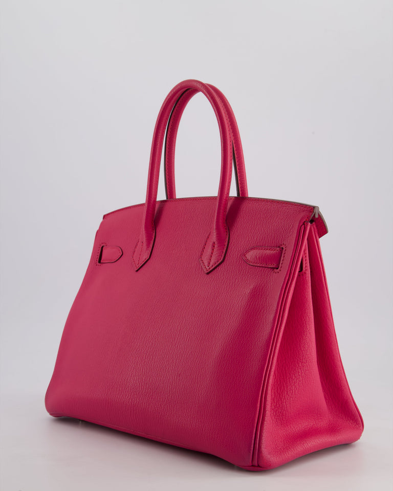 *FIRE PRICE & HOT* Hermes Birkin 30 Retourne Bag in Rose Shocking Chèvre Mysore Leather with Palladium Hardware