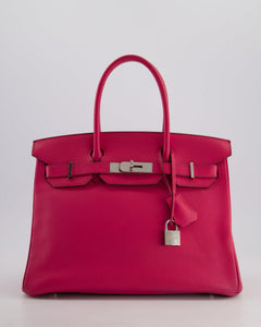 *FIRE PRICE & HOT* Hermes Birkin 30 Retourne Bag in Rose Shocking Chèvre Mysore Leather with Palladium Hardware