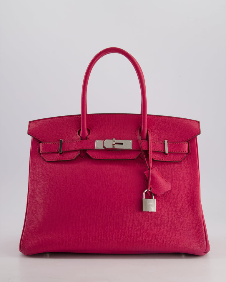 *FIRE PRICE & HOT* Hermes Birkin 30 Retourne Bag in Rose Shocking Chèvre Mysore Leather with Palladium Hardware