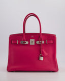 *FIRE PRICE & HOT* Hermes Birkin 30 Retourne Bag in Rose Shocking Chèvre Mysore Leather with Palladium Hardware