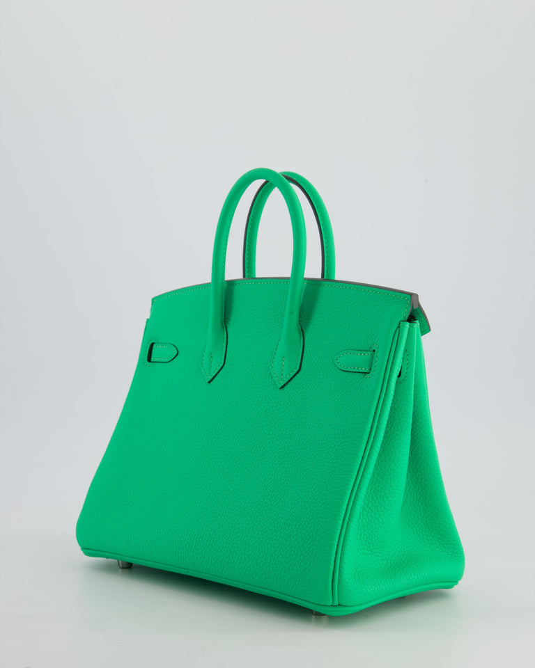 Hermes Birkin 25 Retourne Bag in Vert Comics Togo Leather with Palladium Hardware