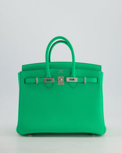 Hermes Birkin 25 Retourne Bag in Vert Comics Togo Leather with Palladium Hardware