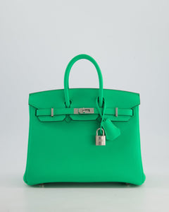 Hermes Birkin 25 Retourne Bag in Vert Comics Togo Leather with Palladium Hardware