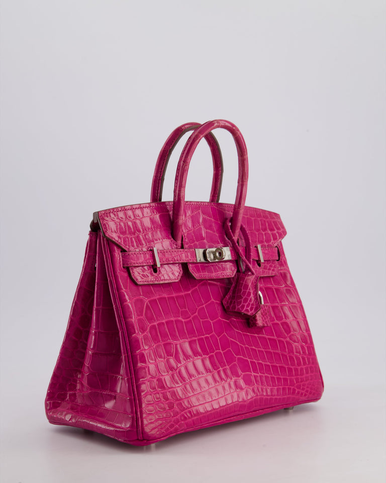 *RARE* Hermes Birkin 25 Retourne Bag in Rose Scheherezade Niloticus Porosus with Palladium Hardware