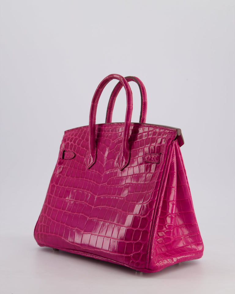 *RARE* Hermes Birkin 25 Retourne Bag in Rose Scheherezade Niloticus Porosus with Palladium Hardware
