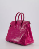 *RARE* Hermes Birkin 25 Retourne Bag in Rose Scheherezade Niloticus Porosus with Palladium Hardware