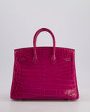 *RARE* Hermes Birkin 25 Retourne Bag in Rose Scheherezade Niloticus Porosus with Palladium Hardware