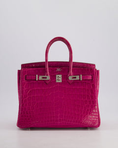 *RARE* Hermes Birkin 25 Retourne Bag in Rose Scheherezade Niloticus Porosus with Palladium Hardware
