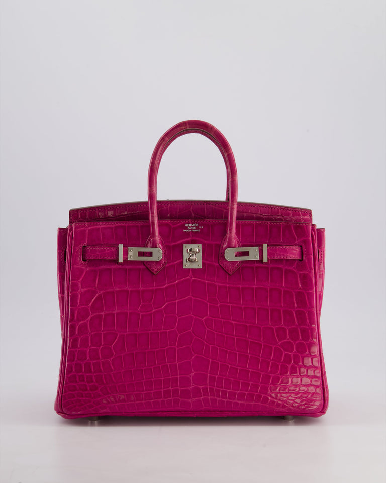 *RARE* Hermes Birkin 25 Retourne Bag in Rose Scheherezade Niloticus Porosus with Palladium Hardware
