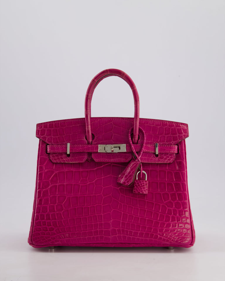 *RARE* Hermes Birkin 25 Retourne Bag in Rose Scheherezade Niloticus Porosus with Palladium Hardware