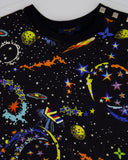 Louis Vuitton SS21 Black T-Shirt with Galaxy Print and Logo Details Size S (UK 8)