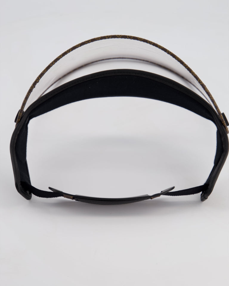 Louis Vuitton Translucent Visor With Brown Monogram Canvas and Black Leather Strap