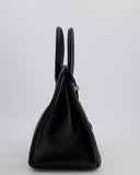*HOT* Hermes Birkin 30 Retourne Bag in Noir Epsom Leather with Gold Hardware