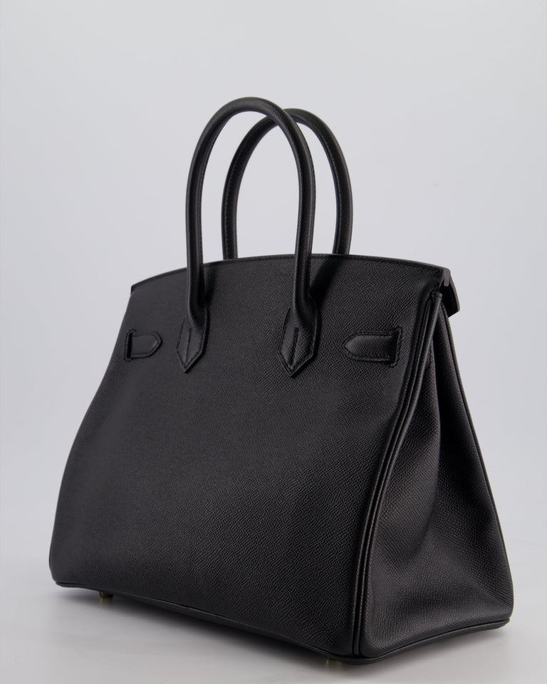 *HOT* Hermes Birkin 30 Retourne Bag in Noir Epsom Leather with Gold Hardware