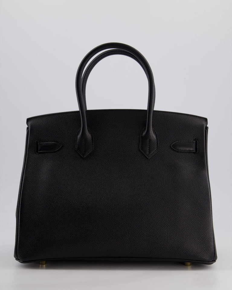 *HOT* Hermes Birkin 30 Retourne Bag in Noir Epsom Leather with Gold Hardware