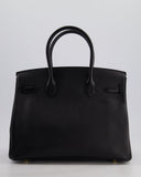 *HOT* Hermes Birkin 30 Retourne Bag in Noir Epsom Leather with Gold Hardware
