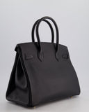 *HOT* Hermes Birkin 30 Retourne Bag in Noir Epsom Leather with Gold Hardware