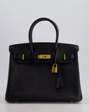 *HOT* Hermes Birkin 30 Retourne Bag in Noir Epsom Leather with Gold Hardware
