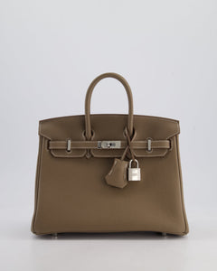 Hermes Birkin 25 Retourne Bag in Etoupe Togo Leather with Palladium Hardware
