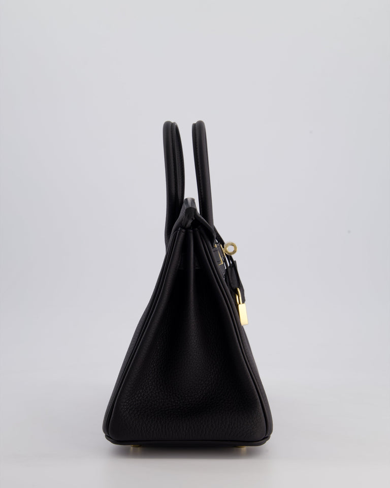 *SUPER RARE* Hermes Birkin 25 Retourne Bag in Noir Togo Leather with Permbrass Hardware