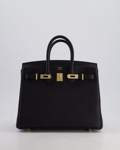 *SUPER RARE* Hermes Birkin 25 Retourne Bag in Noir Togo Leather with Permbrass Hardware