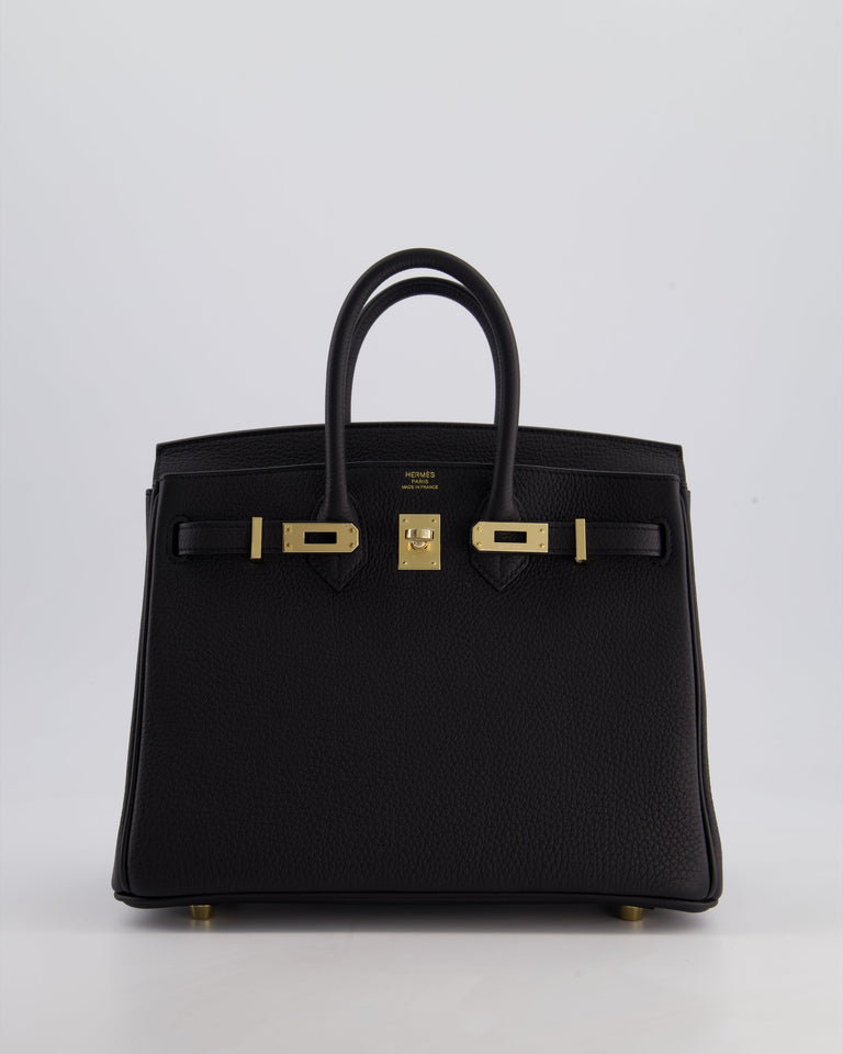 *SUPER RARE* Hermes Birkin 25 Retourne Bag in Noir Togo Leather with Permbrass Hardware