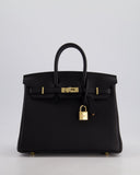 *SUPER RARE* Hermes Birkin 25 Retourne Bag in Noir Togo Leather with Permbrass Hardware
