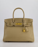 Hermes Birkin 30 Retourne Bag in Trench Togo Leather with Gold Hardware