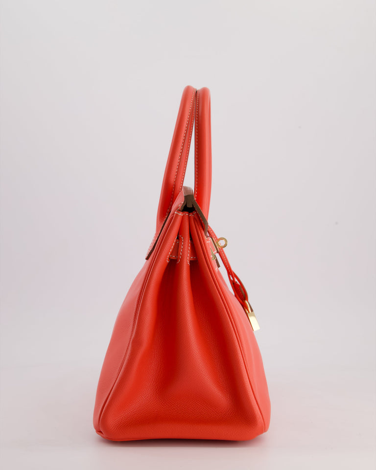 *HOT* Hermes Candy Birkin 30 Retourne Verso Bag in Rose Jaipur Epsom Leather, Gold Chèvre Interior with Permabrass Hardware