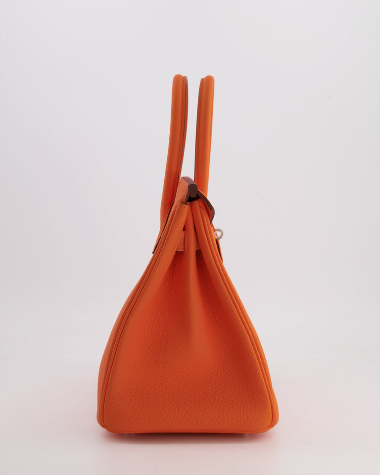Hermes Birkin 30 Retourne Bag in Orange Minium Togo Leather with Palladium Hardware