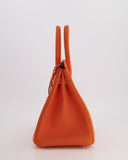 Hermes Birkin 30 Retourne Bag in Orange Minium Togo Leather with Palladium Hardware