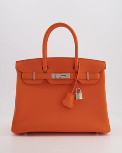 Hermes Birkin 30 Retourne Bag in Orange Minium Togo Leather with Palladium Hardware