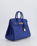*FIRE PRICE* Hermes Birkin 25 Retourne Bag in Bleu France Togo Leather with Gold Hardware