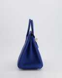*FIRE PRICE* Hermes Birkin 25 Retourne Bag in Bleu France Togo Leather with Gold Hardware