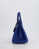 *FIRE PRICE* Hermes Birkin 25 Retourne Bag in Bleu France Togo Leather with Gold Hardware